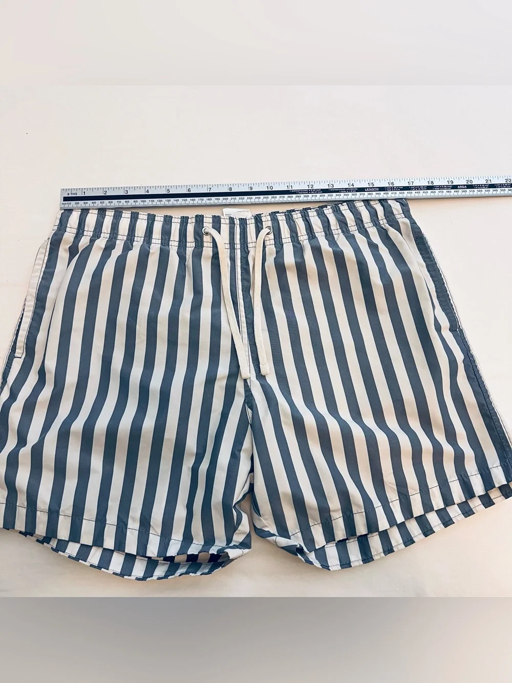 H&M Navy and White Vertical Stripe Athletic Shorts